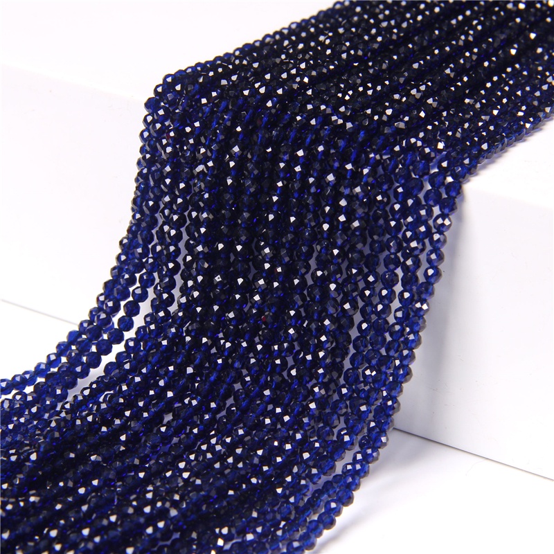 Chuỗi Hạt Đá Sapphires2 3Mm Màu Đen Tự Nhiên Dùng Làm Trang Sức Vòng Tay / Vòng cổ diy