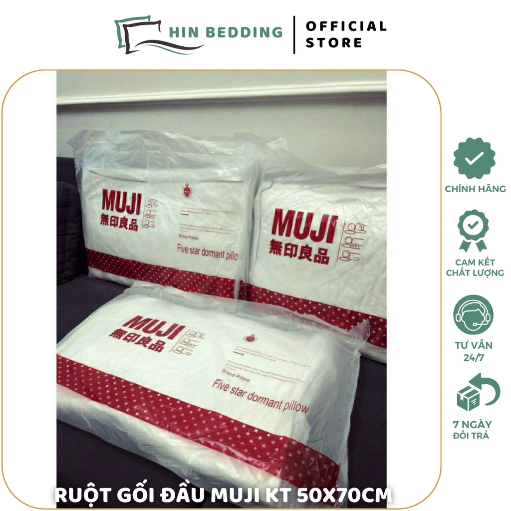 ĐÔI RUỘT GỐI NẰM MUJI NHẬP KHẨU CAO CẤP, ĐÔI RUỘT GỐI NẰM HIN BEDDING HÀNG ĐẸP KÍCH THƯỚC 50X70CM