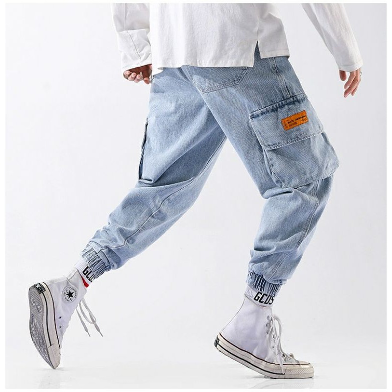 Quần Jean Jogger Túi Hộp Cạp Chun Bó Ống Phong Cách HIPHOP STREETWEAR Ulzzang Túi Hộp