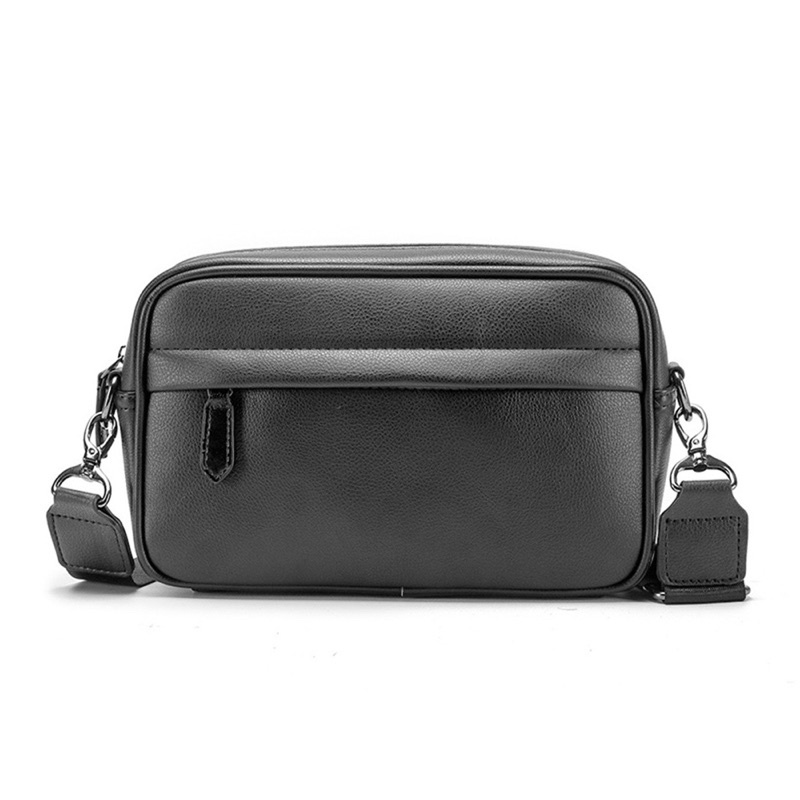 Túi đeo chéo da Pu, đứng form như hình, chống nhăn và chống thấm nước - Black Messenger Bag