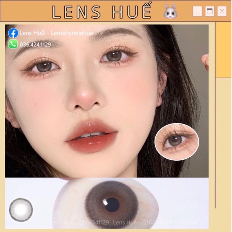 🧸 Lens GRAY kính áp tròng màu xám viền đen giãn nhỏ tự nhiên - Lens Huế