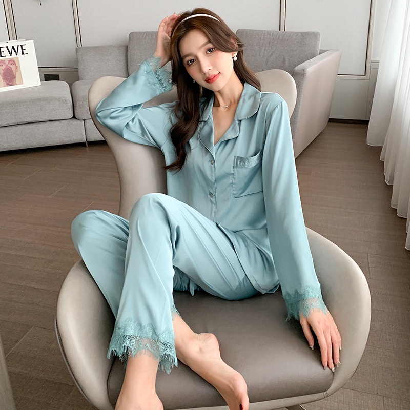 Bộ Đồ Ngủ Bằng Lụa Mát Màu Trơn Phong Cách Mới 2022