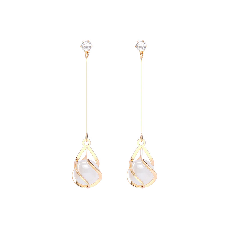 MOCHASHUKhuyên tai dài đính đá opal thời trang sang trọng cho nữ