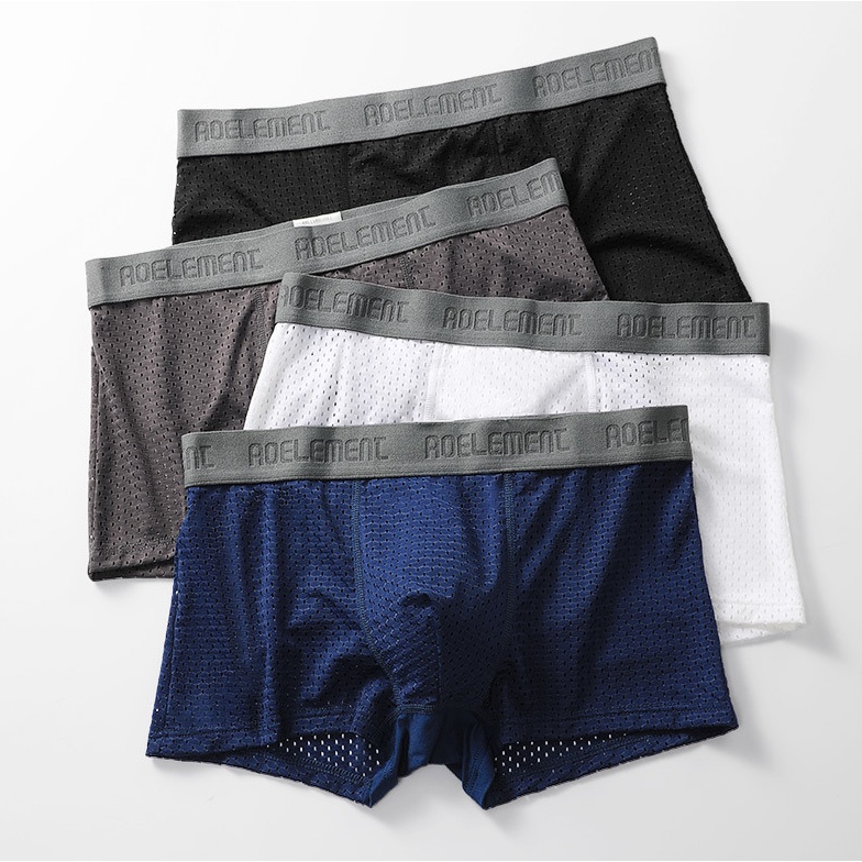 Hộp 4 cái quần lót nam cao cấp Aoelement, quần sịp đùi boxer nam thông hơi thoáng khí, cotton siêu mềm cực thoải mái.