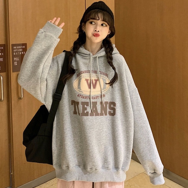Áo Hoodie Dáng Rộng Bằng Lông Cừu Thời Trang Thu Đông Phong Cách Mới Cho Nữ