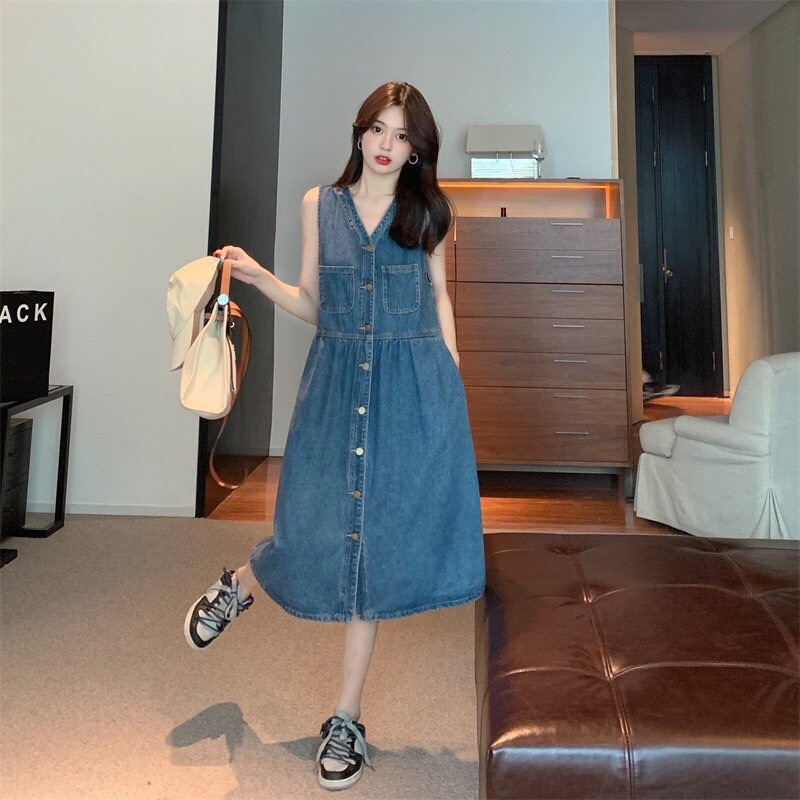 Đầm babydoll jean-Váy Babydoll bò-đầm sát nách-váy ba lỗ