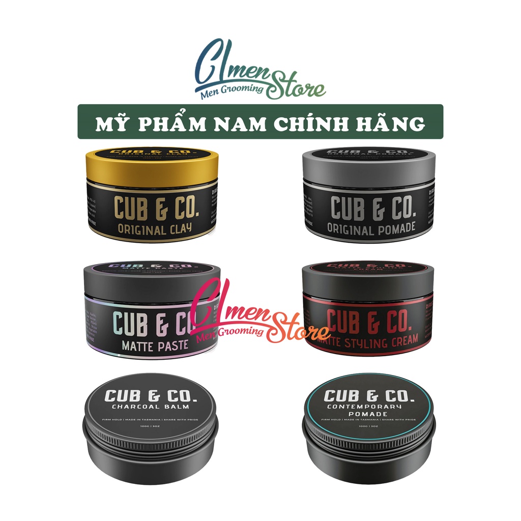 [FULL LINE] Sáp vuốt tóc Cub & Co. (Clay - Pomade - Matte Paste - Styling Cream - Charcoal Balm - Contem Pomade)