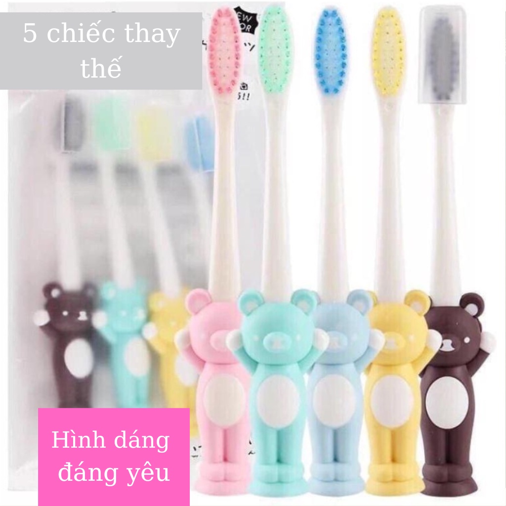 Bàn chải đánh răng cho bé, set 5 bàn chải hình thú xuất Nhật