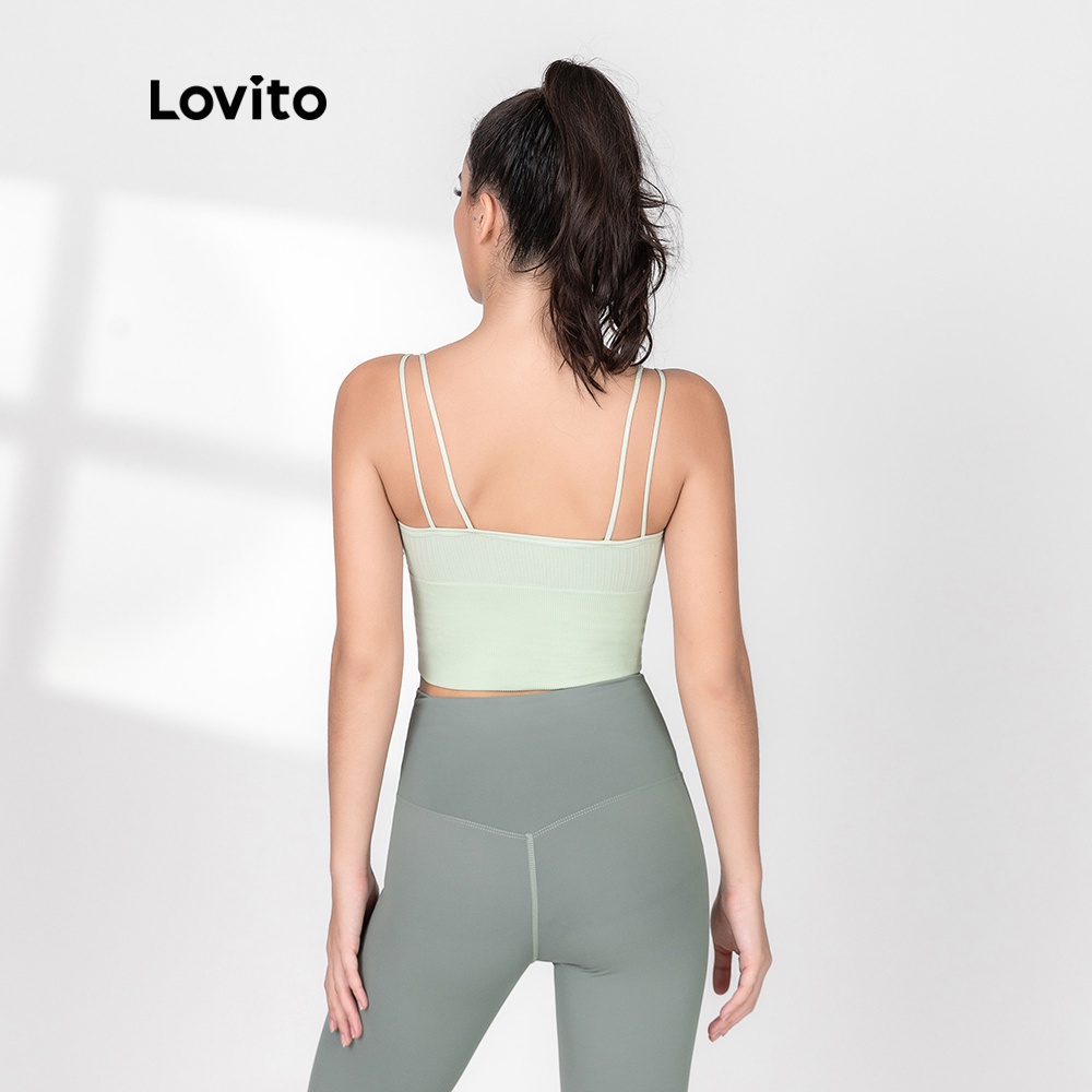 Áo ngực Lovito Yoga có đệm ngực đồng màu đàn hồi cao L06022
