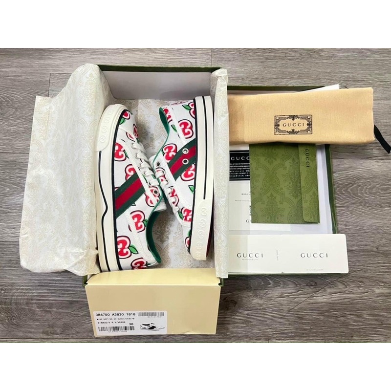 GIÀY GU.CI TÁO SNEAKERS TRẮNG ĐỎ LAI AU CAO CẤP