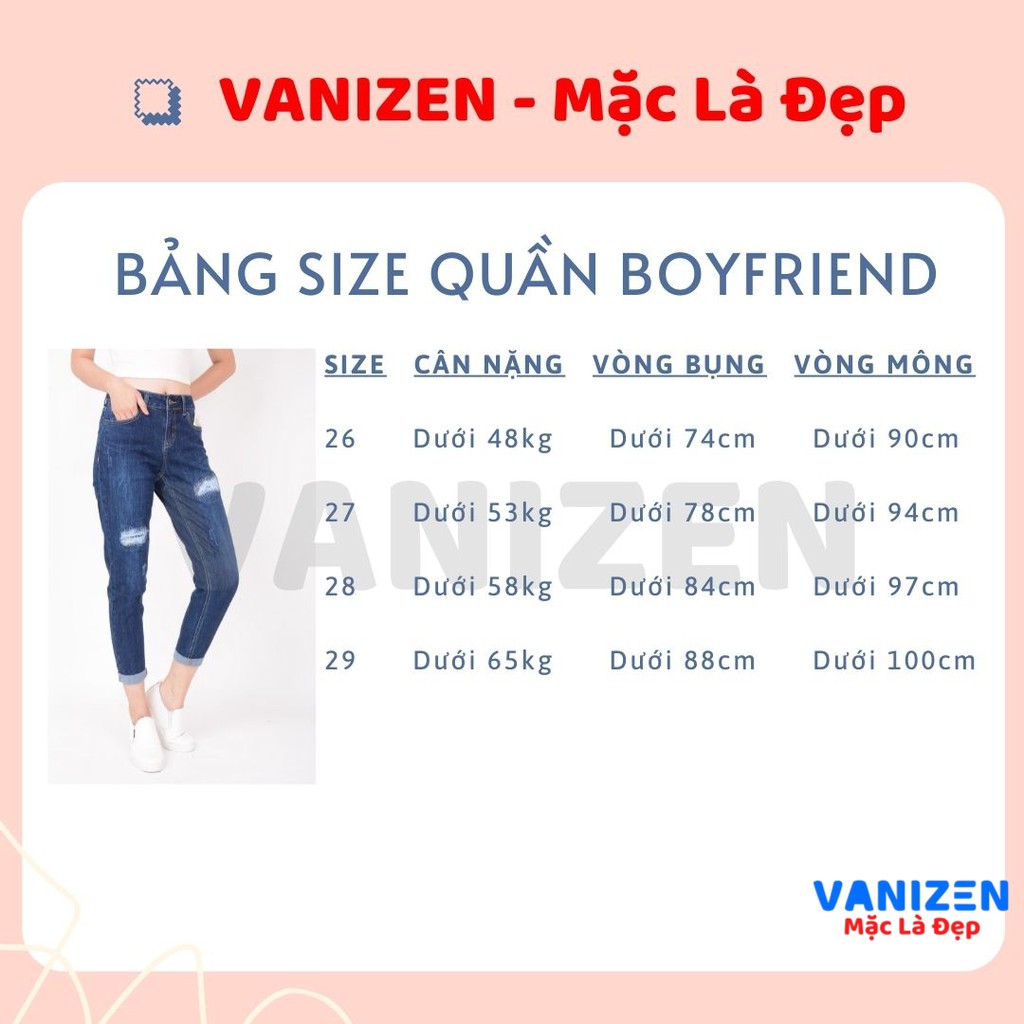 Quần jean nữ ống rộng baggy đẹp lưng cao cạp căn bản rách thêu hàng hiệu cao cấp mã 353 VANIZEN