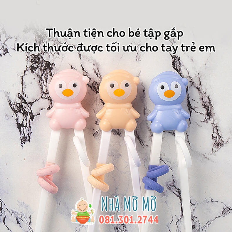 Đũa tập gắp xỏ ngón cho bé tập ăn dặm hình mèo gấu đáng yêu - Nhà Mỡ