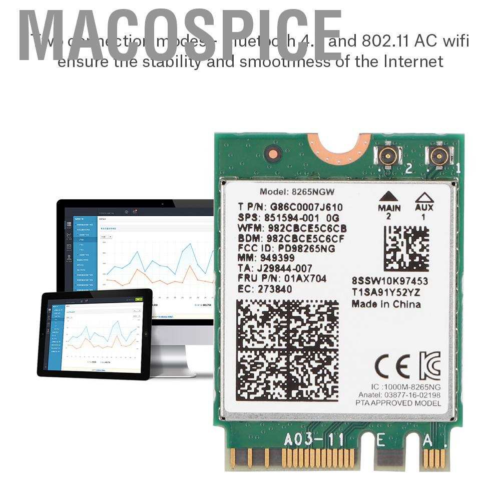 Card Mạng Không Dây Macospice Cho Intel 8265ngw 867mbps 2.4g / 5g Ngff Wifi Bt 4.2 Lenovo | BigBuy360 - bigbuy360.vn