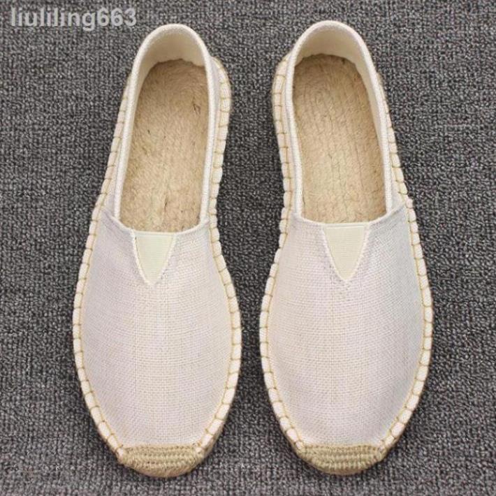 ∏♙Giày Lười Đan Cói Phối Vải Lanh Thoáng Khí Thời Trang Mùa Hè Cho Nam . ' ' . II ^