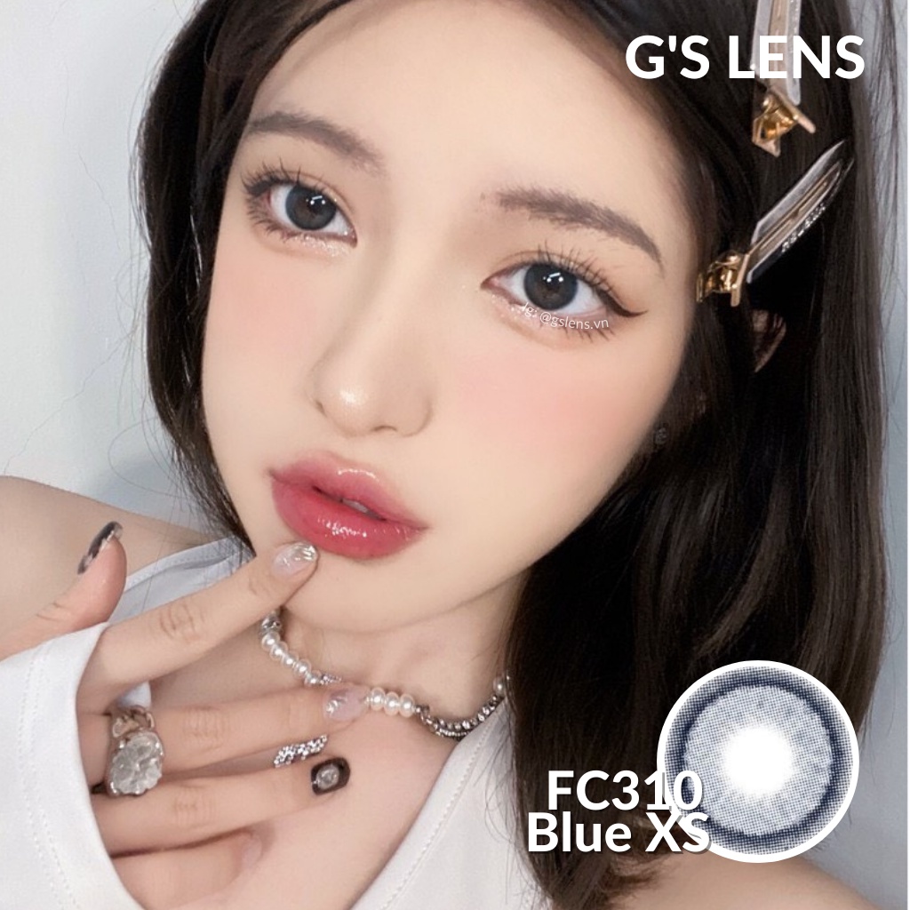 Kính Áp Tròng Xanh Tự Nhiên Không Giãn Size Xs 14mm Có 0-6 Độ Cận FC310 Blue Lens Xanh Dương - G'S LENS