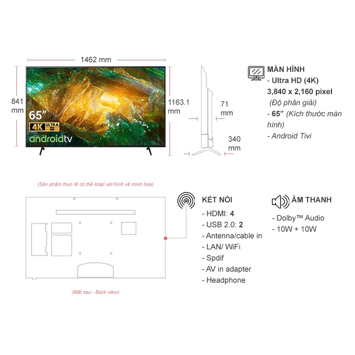 Android Tivi Sony 4K 65 inch KD-65X8050H