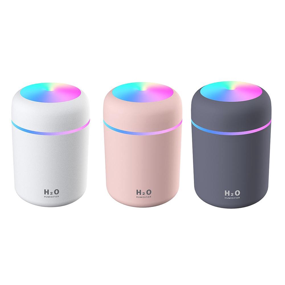 Máy Phun Sương Mini H2O Tạo Độ Ẩm, Đèn LED Nhiều Màu Sắc - 300ml, Phun 8h, - USB COLORFUL HUMIDIFIER