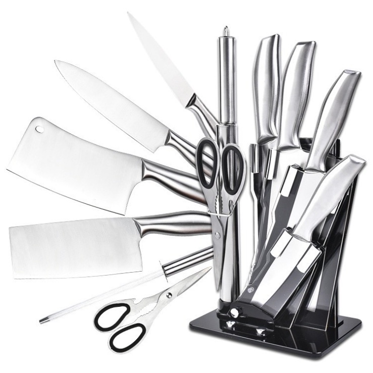 Bộ dao kéo Nhật inox 6 món đúc nguyên khối cao cấp sử dụng cho nhà bếp, kháng khuẩn tốt - tặng kèm bộ để dao thớt  A18