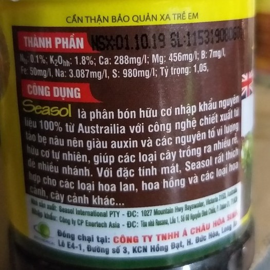 Phân Bón Lá SEASOL - Phân Bón Lá Đa Trung Vi Lượng Nhập Khẩu AUSTRALIA  (chai 100ml)