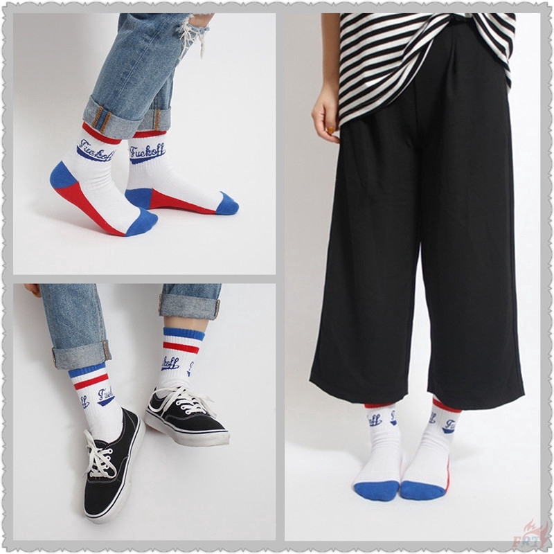 Vớ cotton in chữ thời trang unisex