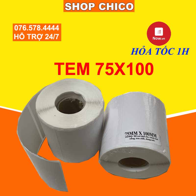 [XẢ KHO] Tem nhiệt 75x100 - DECAL nhiệt 7.5x10cm in nhãn, in vận đơn giao hàng shopee,lazada,sendo