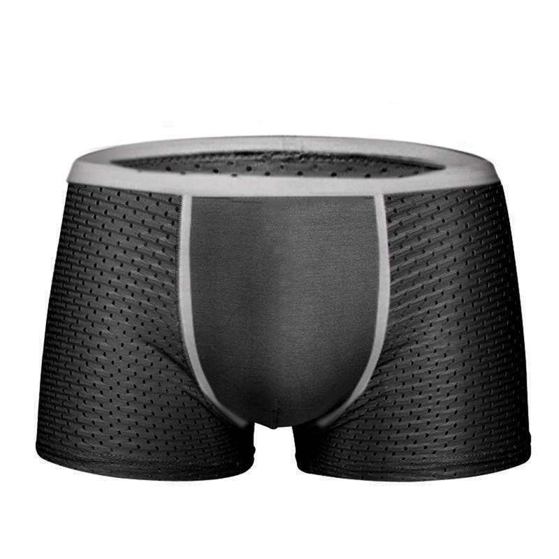 [abubbleVN]Mesh Boxer Shorts Men Underwear Homme Transparent Underpants Ice Silk Panties