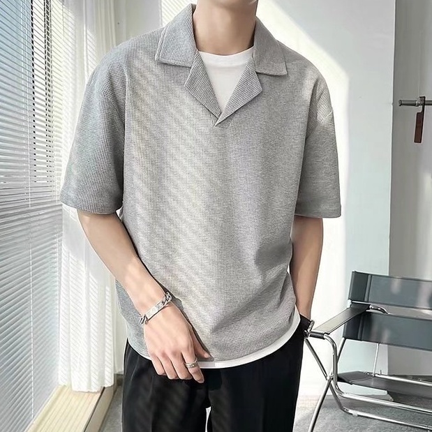 Áo Thun polo Tay Ngắn Màu Trơn Phong Cách Mới Mùa Hè Dễ Phối Đồ Cho Nam Size M-2XL