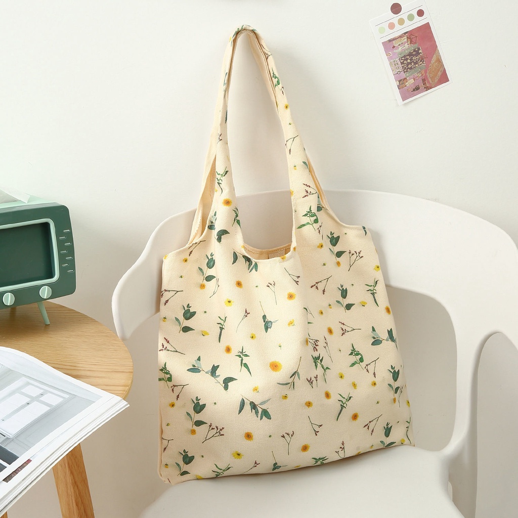 Túi Xách Canvas Sức Chứa Lớn Họa Tiết Dễ Thương 4 Kiểu Lựa Chọn Cho Nữ