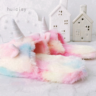 1 Đôi Dép Bông Đi Trong Nhà Chống Trượt Hình Kỳ Lân Dễ Thương Cho Bé Gái