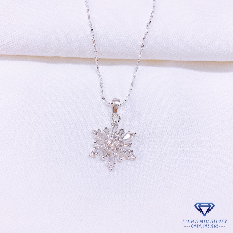 Dây chuyền nữ bạc thật mặt hoa tuyết gắn đá sang chảnh LINH MIU SILVER