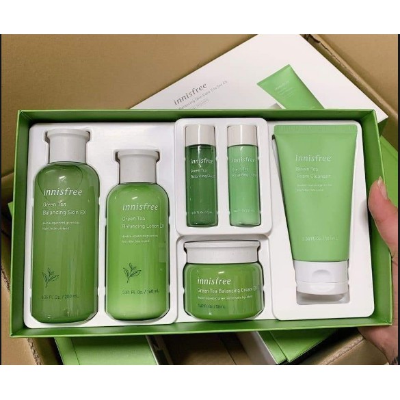 Set Dưỡng Da Trà Xanh Innisfree Green Tea Balancing Skin Care Trio Set EX 6 in 1