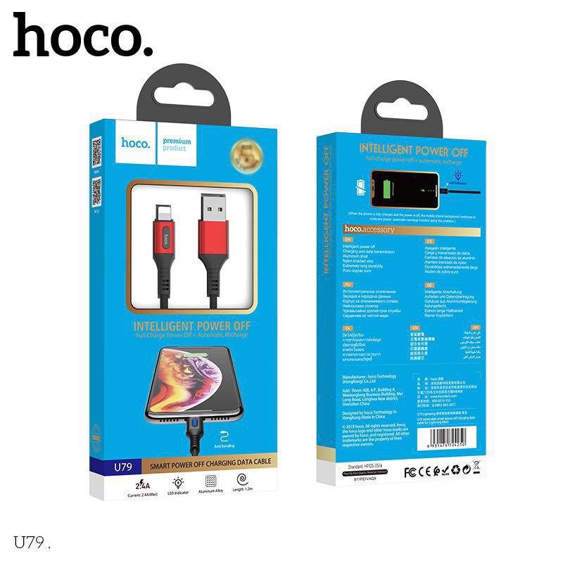 Dây sạc nhanh IP12 HOCO U79 Tự ngắt- Cáp sạc sam sung type c ,,micro-bảo hành 12 tháng