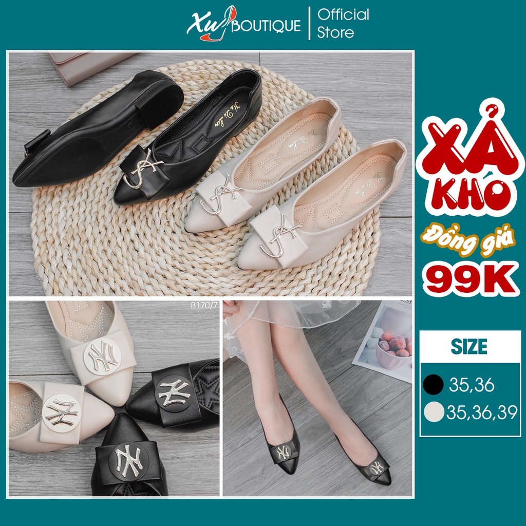(Xả Hàng)  - Giày Bệt Nữ, Búp Bê Mũi Nhọn Nơ Xinh - Chất Da Mờ Bao Mềm B158/B159/B170/B171