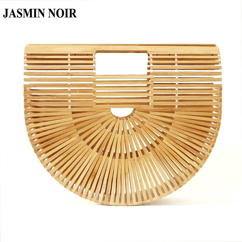 Túi xách cầm tay handmade JASMIN NOIR bằng tre đi biển cho nữ