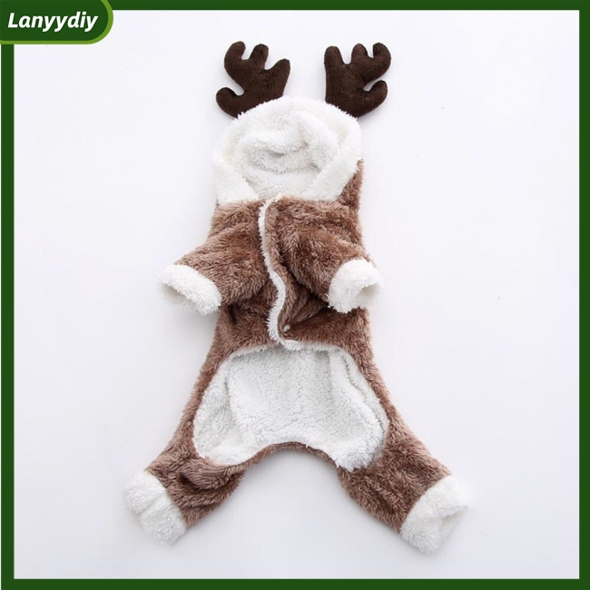 Áo Khoác Hai Lớp Bằng Vải Lông Cừu Dày Ấm Áp Họa Tiết Tuần Lộc Hoạt Hình Dành Cho Chó Poodle