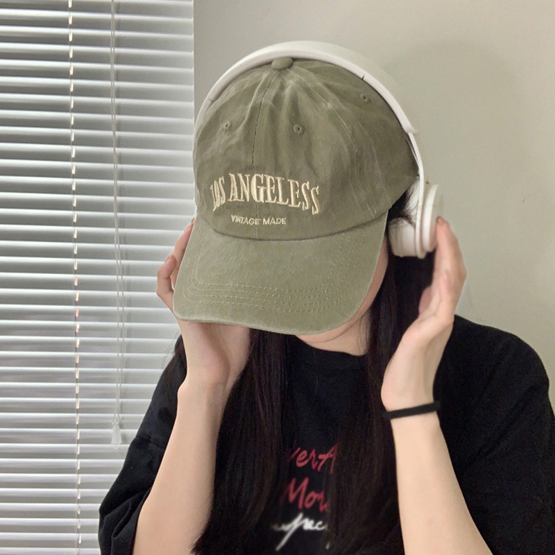 Mũ Lưỡi Trai Denim Thêu Chữ Phong Cách Retro Hàn Quốc