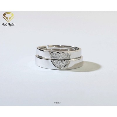 Nhẫn đôi bạc 925 Huệ Ngân - Trái tim yêu thương RR1153