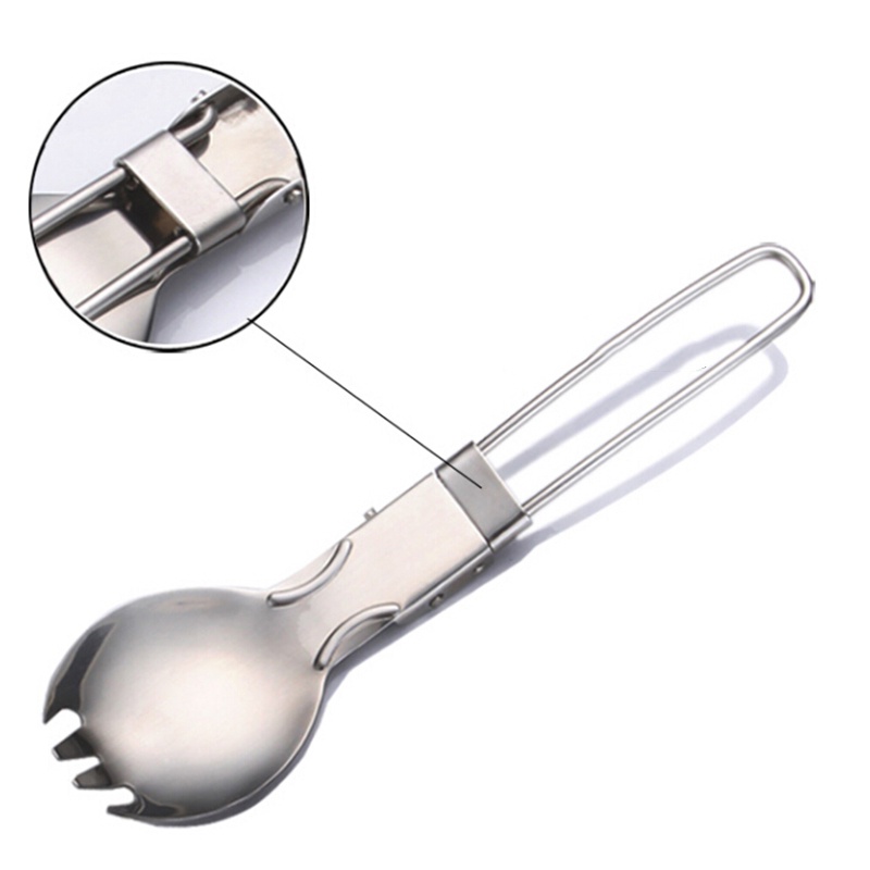 1 Muỗng Nĩa Bằng Thép Không Gỉ Có Thể Gấp Gọn Tiện Dụng Mang Theo Du Lịch Cắm Trại