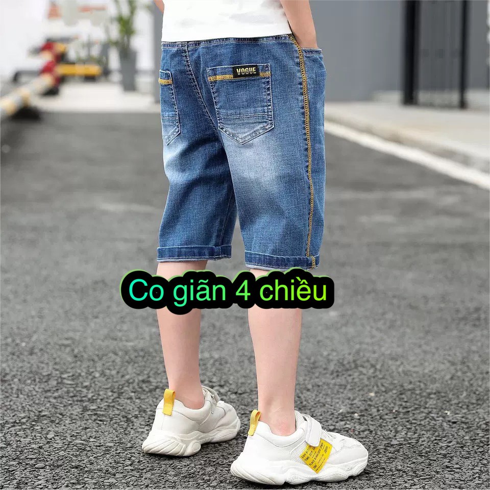 Quần ngố bé trai, Quần lửng bé trai viền vàng (Jeans)