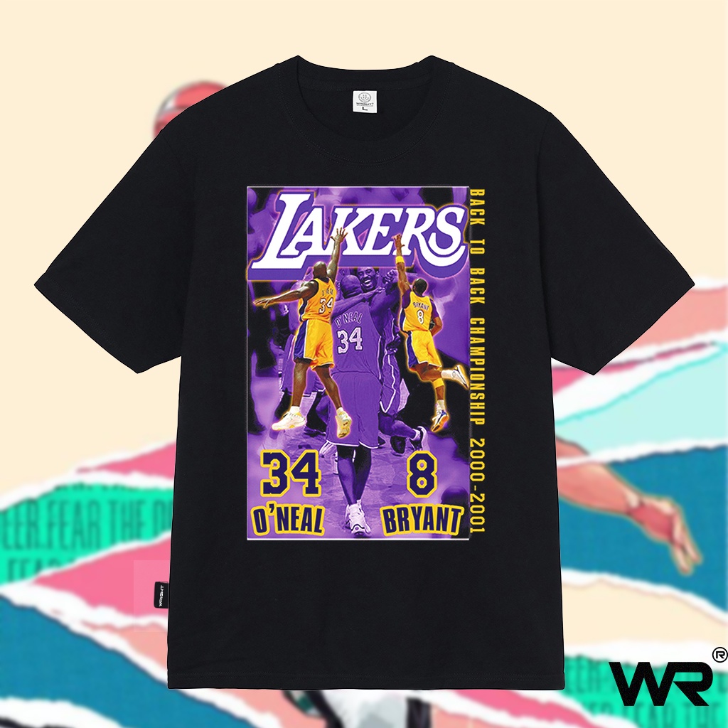 Áo thun unisex Wright huyền thoại bóng rổ Lakers O'neal và Kobe streetwear