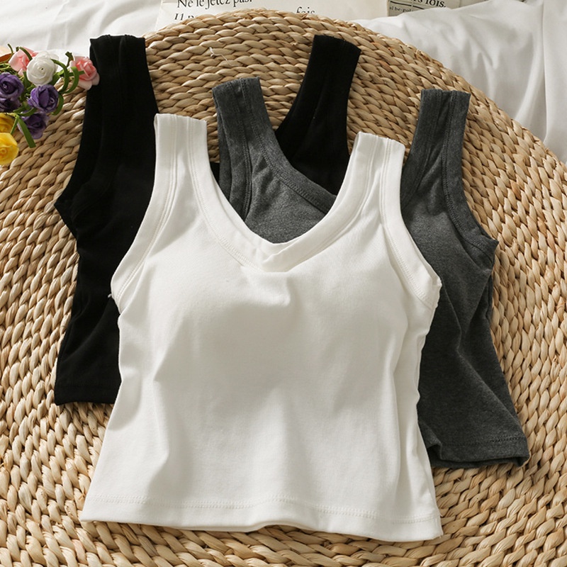 Áo Lót Thể Thao cotton Cố Định Màu Sắc Trơn Gợi Cảm Cho Nữ