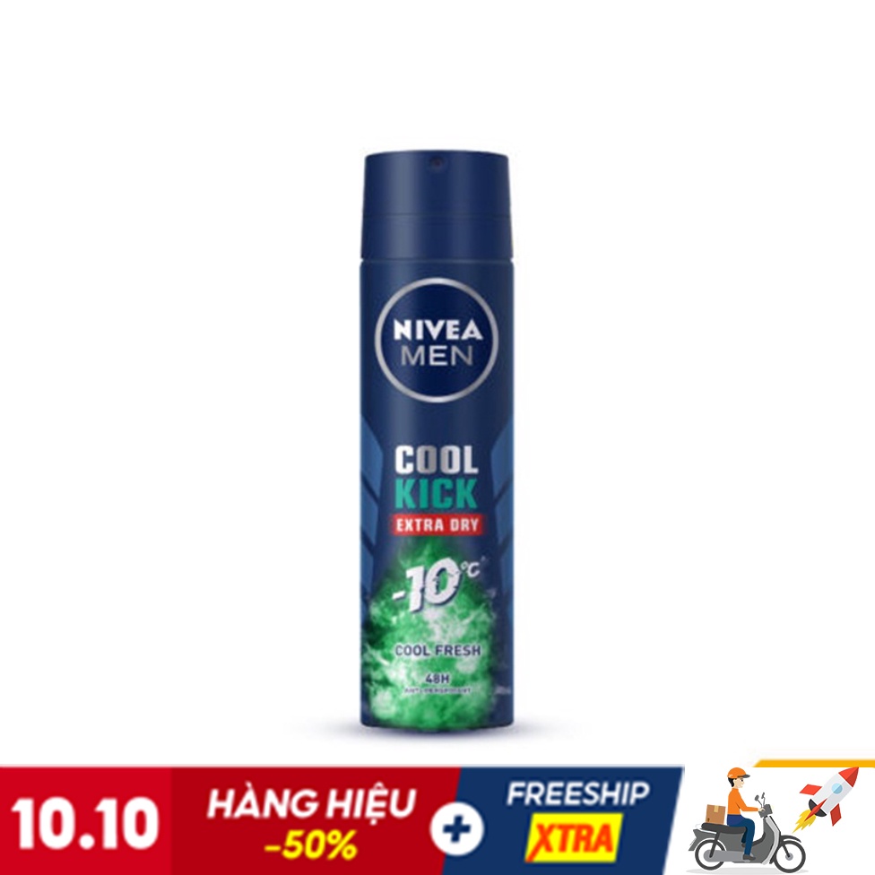 Xịt ngăn mùi NIVEA MEN Cool Kick Mát Lạnh - Thơm sảng khoái (150ml/chai) - 83165