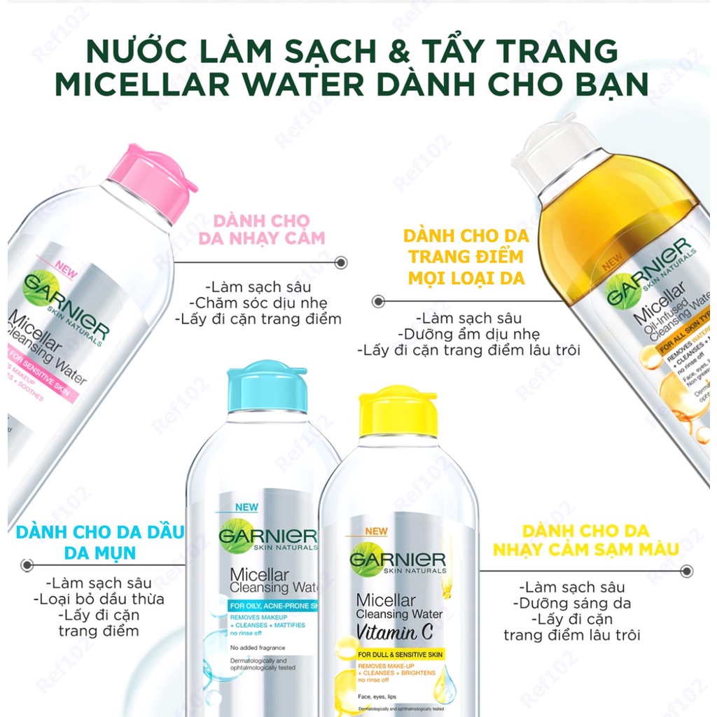 Nước tẩy trang Garnier Micellar Cleansing Water [Chính Hãng]