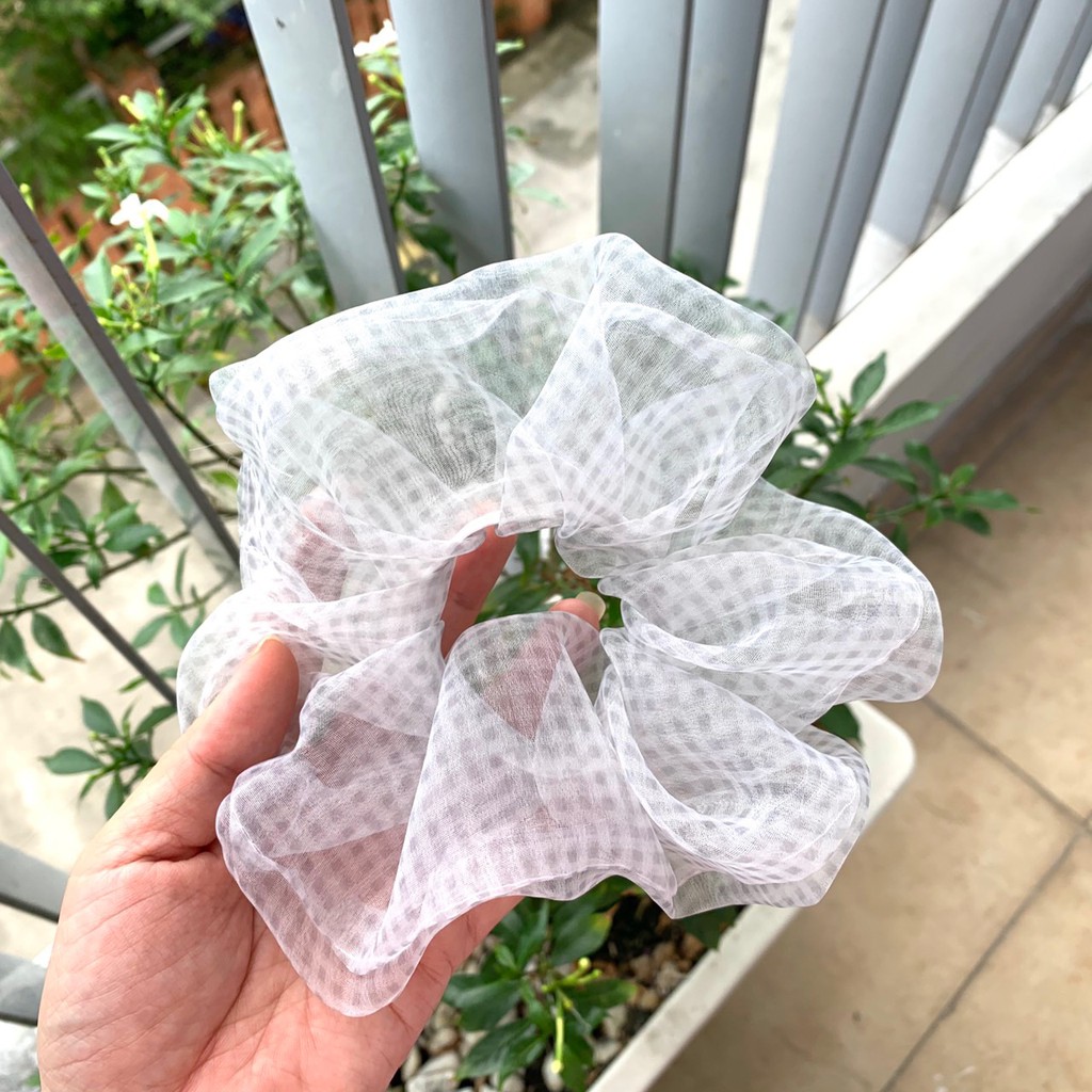 Cột tóc vải scrunchies caro nhí
