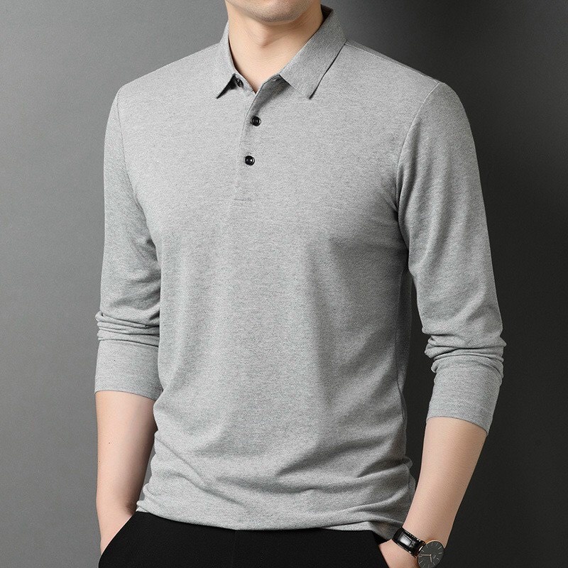 Áo polo nam dài tay cổ bẻ trơn vải cá sấu trẻ trung 5 màu cơ bản AGN1