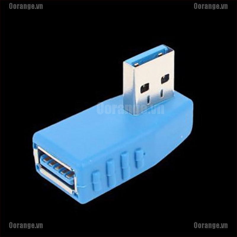 Đầu sạc chuyển đổi USB 3.0 A đực sang cái thiết kế gập 90 độ màu xanh da trời