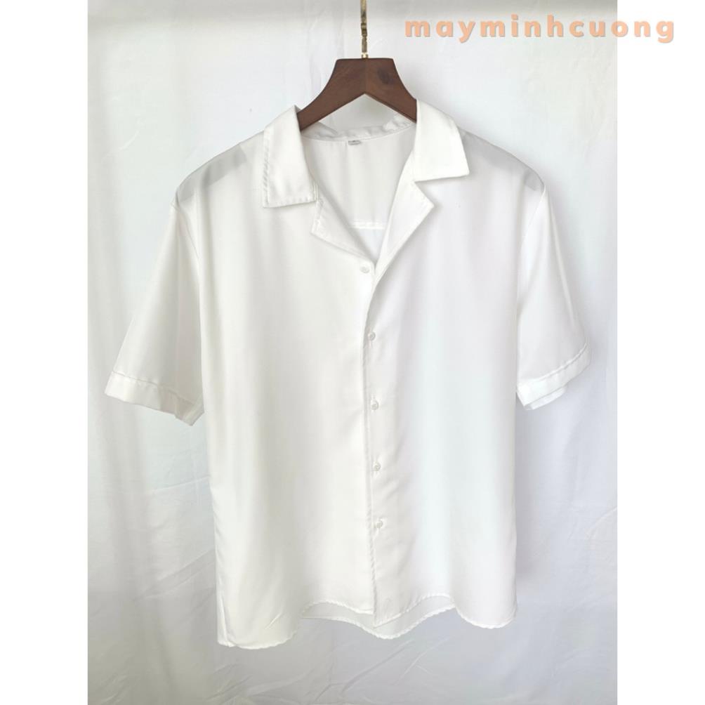 Áo sơ mi tay ngắn nam nữ form rộng, sơ mi cổ vest unisex Hàn Quốc, chất vải lụa dãn 😘