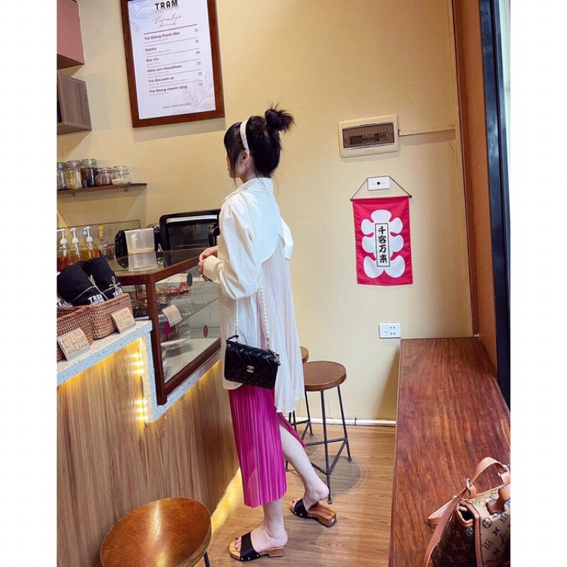 👍 Chân váy xếp ly bút chì