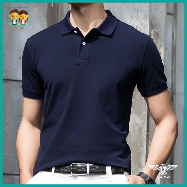 Áo Thun Nam màu trơn Cổ Bẻ Ngắn Tay chất Cotton dáng ôm body cao cấp | BigBuy360 - bigbuy360.vn
