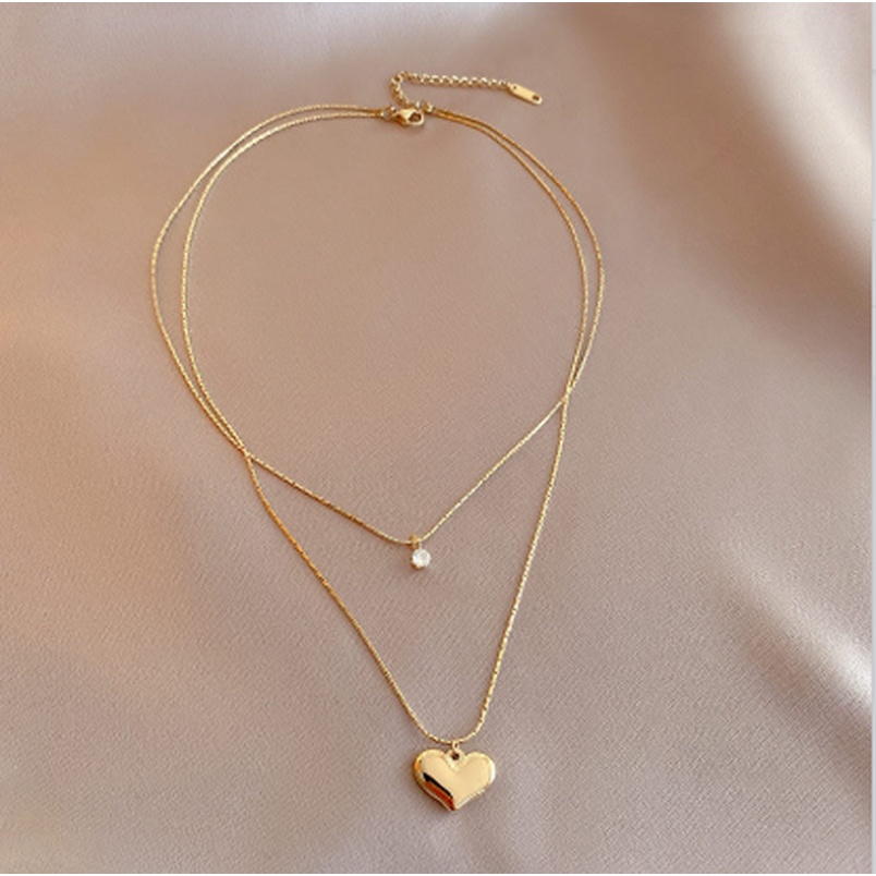Dây Chuyền Mạ Vàng 18K Mặt Hình Trái Tim Phong Cách Âu Mỹ Thời Trang Cho Nữ